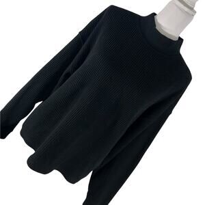THE GAP! SNUGGLY RICH BLACK THERMAL WEAVE, MOCK NECK KNIT TOP, SHIRT! SZ XL